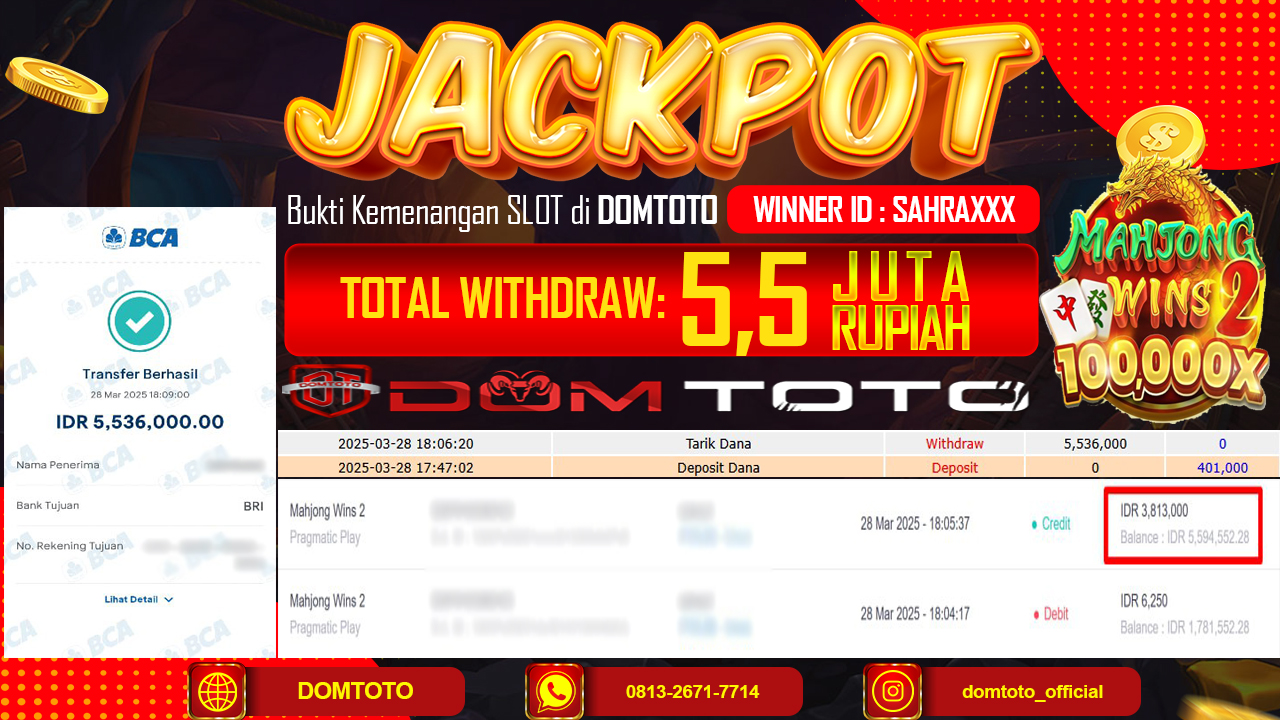 JACKPOT SLOT MAHJONG WAYS 2 28 MARET 2025